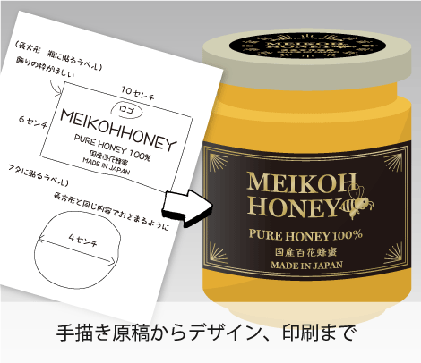 デザインから！蜂蜜用ラベル