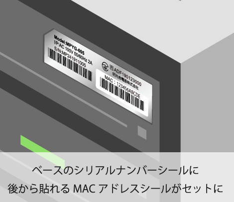 ワイヤレス送受信機用　技適番号付きシリアルナンバーシール+MACアドレスシール