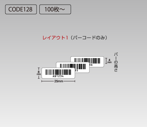 CODE128 ナンバリングシール 25×8 白PET