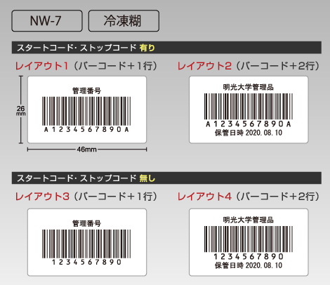 冷凍用NW-7 ナンバリングシール 46×26 ミラーコート